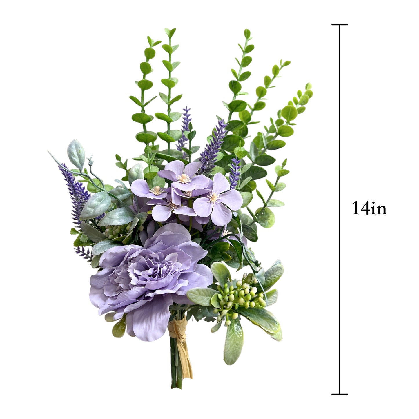 Faux Camellia Lavender Flower Bouquet Home Decor Flower Arrangement by Sun Decorer