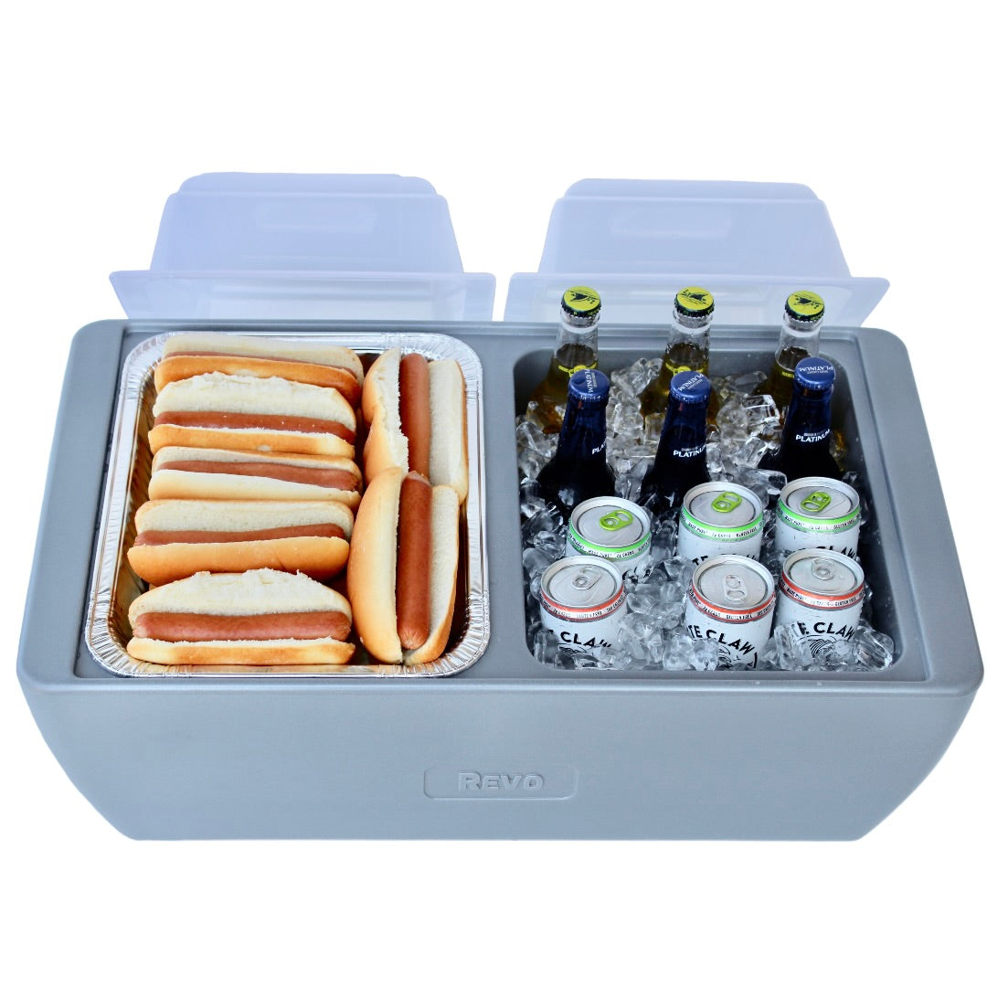REVO insulated beverage tub for ice bucket, beer bucket, wine bucket and champagne bucket. It also fits half size food trays, hot or cold.