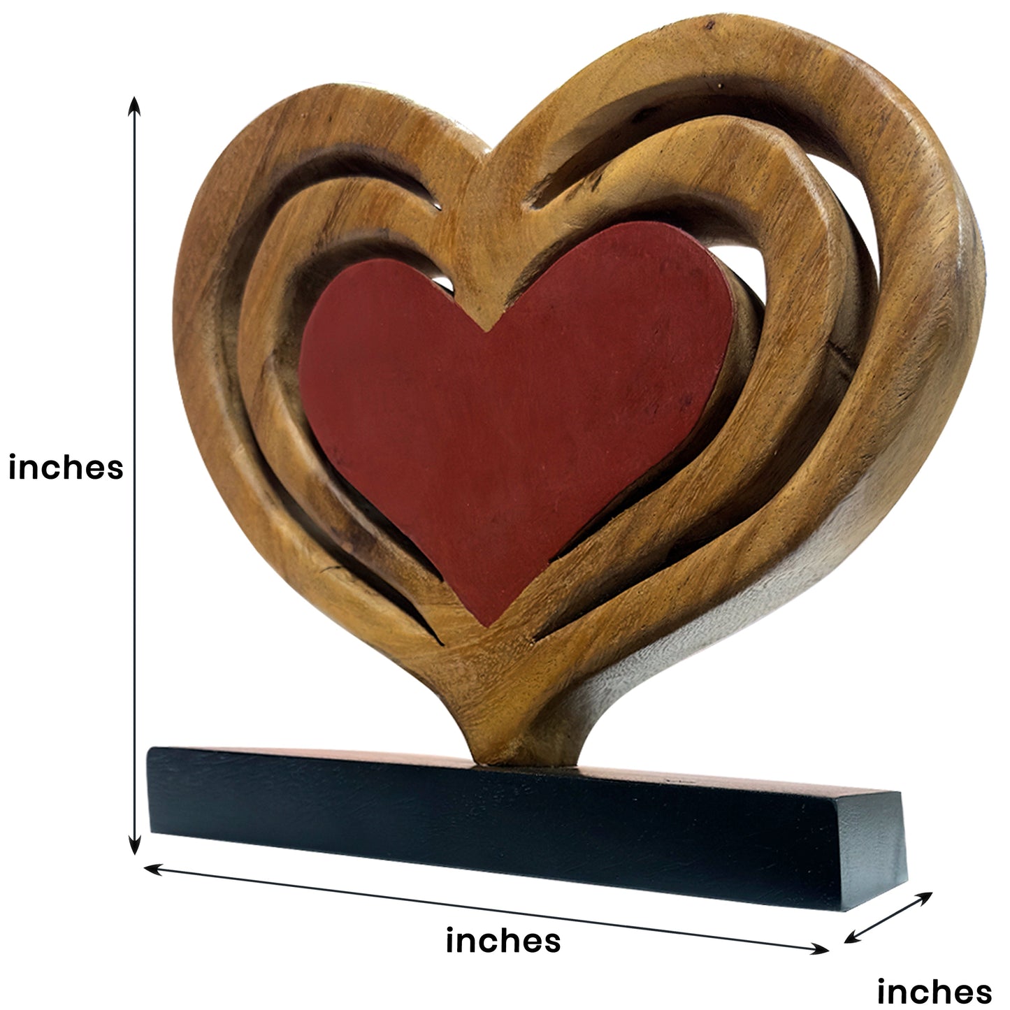Decozen Home Decor Handmade Wooden Sculpture in Hearts Shape by Decozen