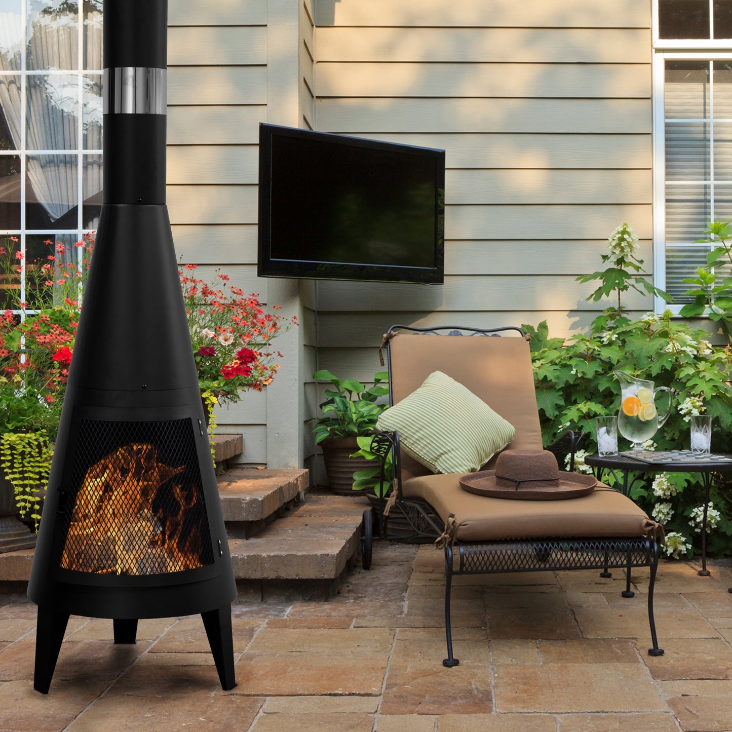 Modern Mesh Chiminea Fireplace by EP Light