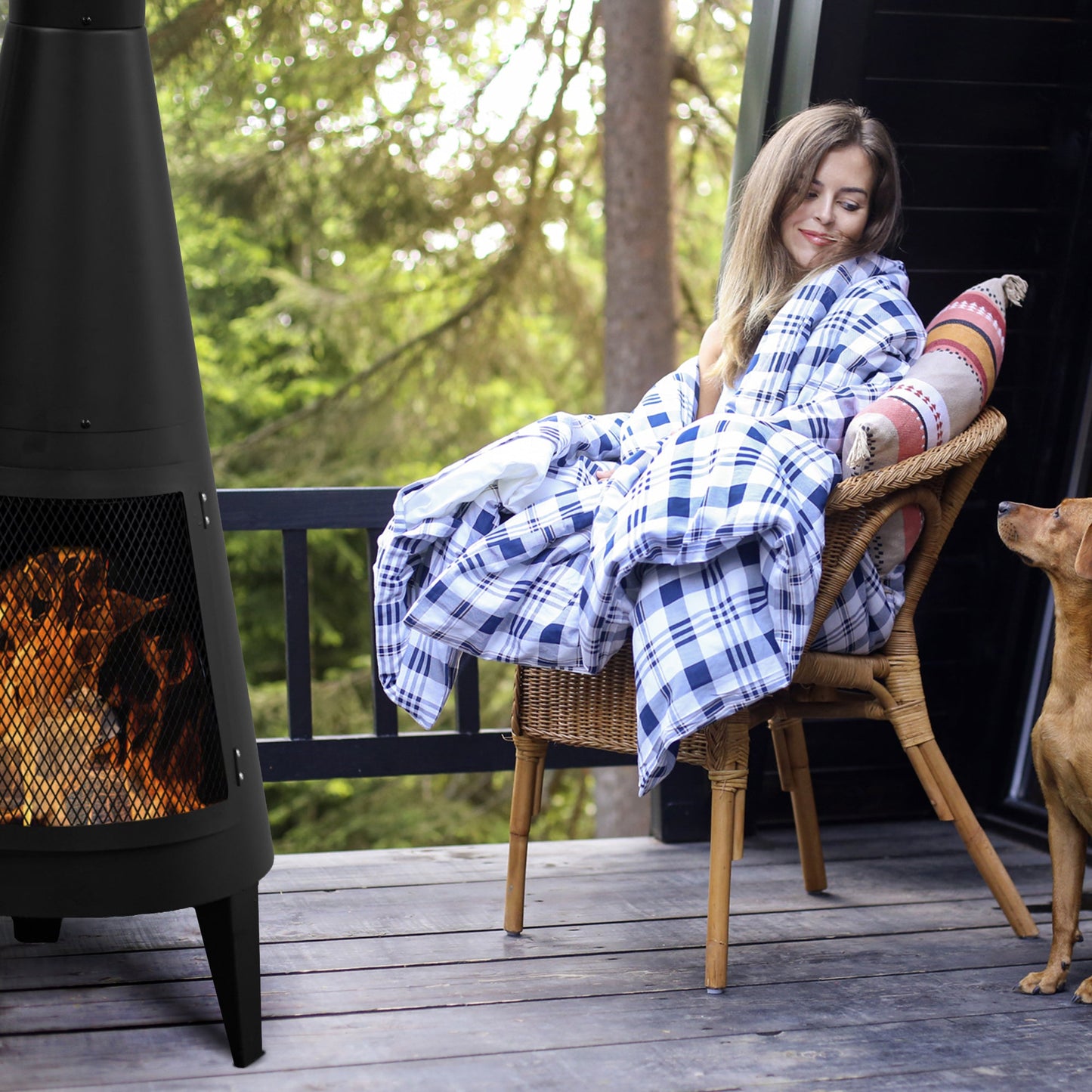 Modern Mesh Chiminea Fireplace by EP Light
