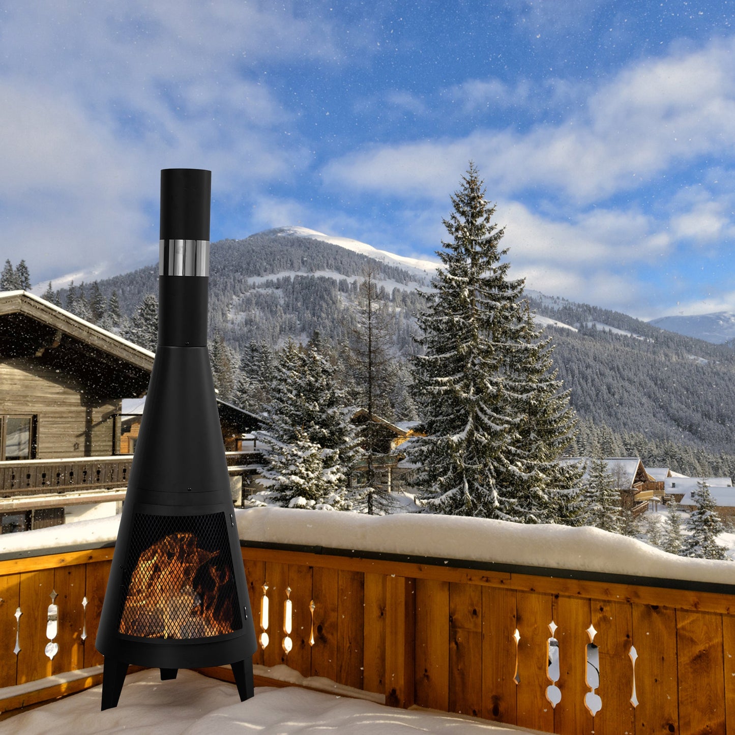 Modern Mesh Chiminea Fireplace by EP Light