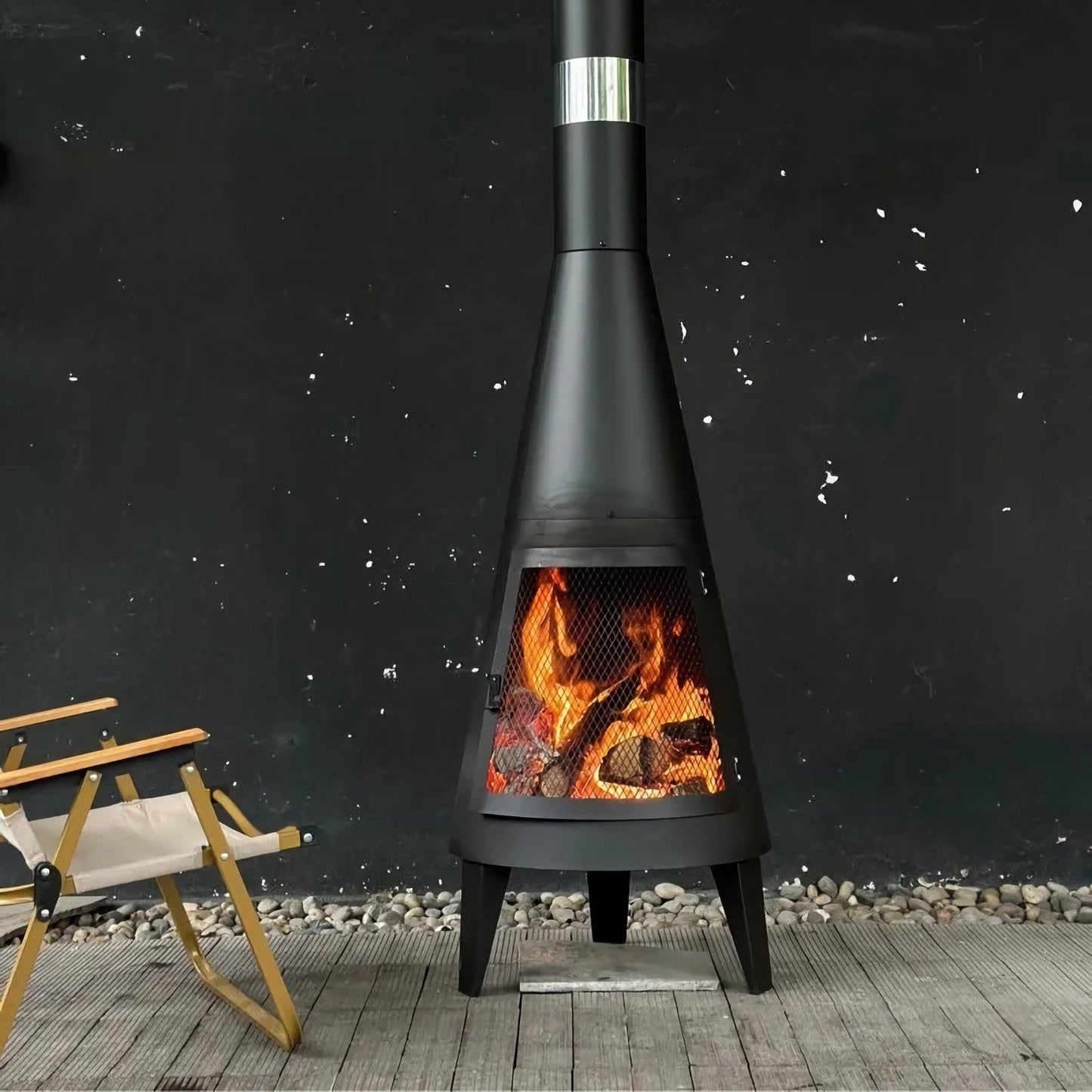 Modern Mesh Chiminea Fireplace by EP Light