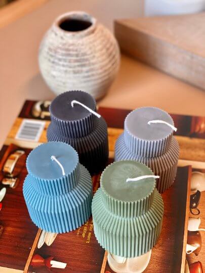 Hand-poured ribbed pedestal candle