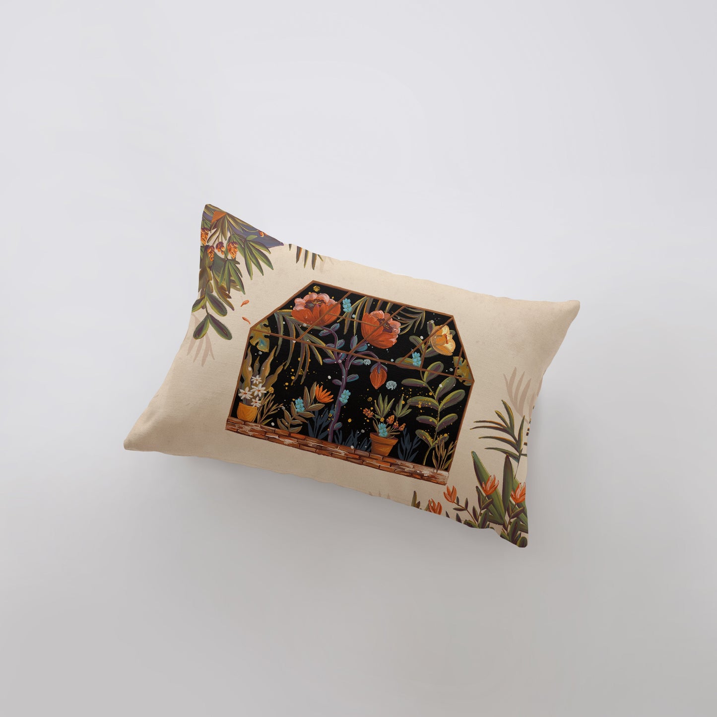 a pillow with a picture of flowers on it