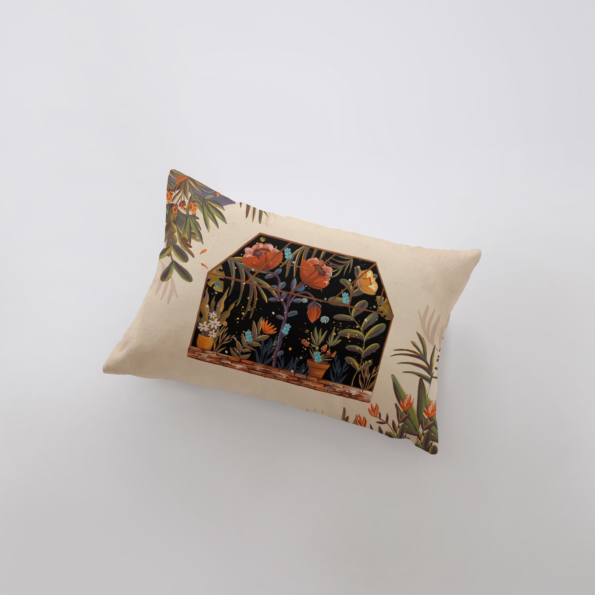 a pillow with a picture of flowers on it
