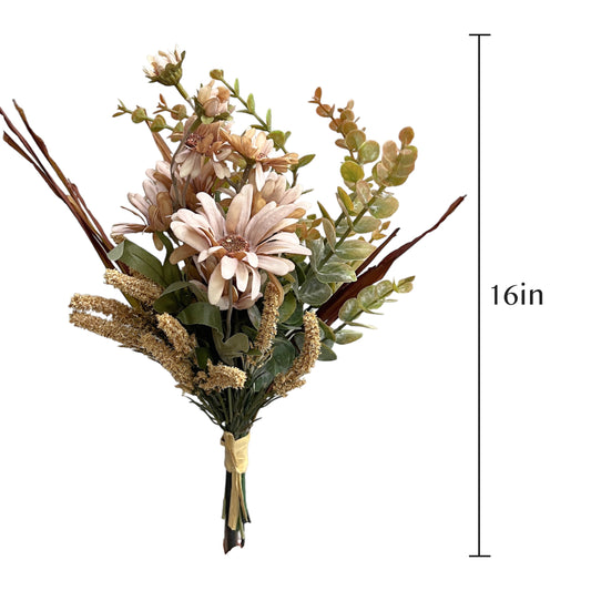 Artificial Daisy and Eucalyptus Flower Bouquet for Home Decor - Perfect Floral Arrangement by Sun Decorer