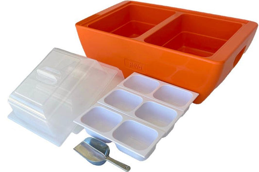 REVO insulated beverage tub for ice bucket, beer bucket, wine bucket and champagne bucket. It also fit half size food trays, hot or cold.