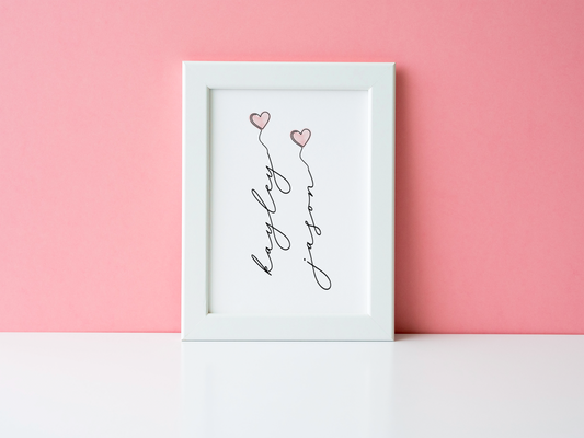 Personalised Names With Hearts Valentine's Day Home Wall Decor Print by WinsterCreations™ Official Store