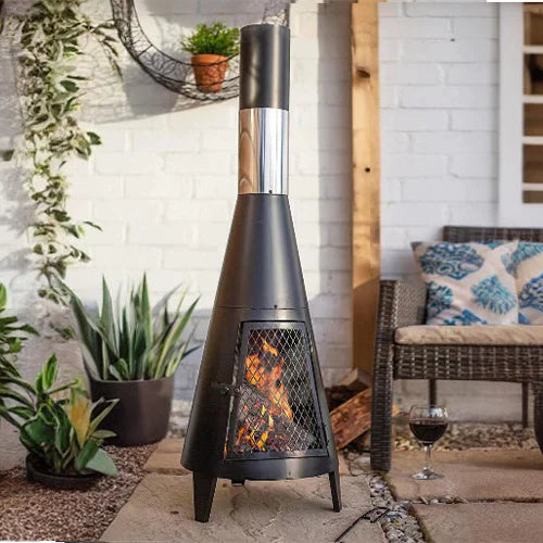 Modern Mesh Chiminea Fireplace by EP Light