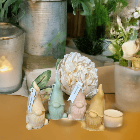 Scented soy candle in gnome design
