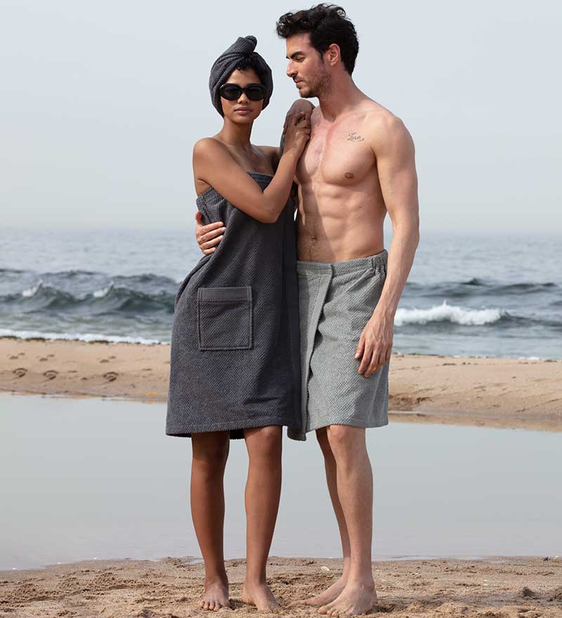 Women's Velcro Towel Wrap Charcoal