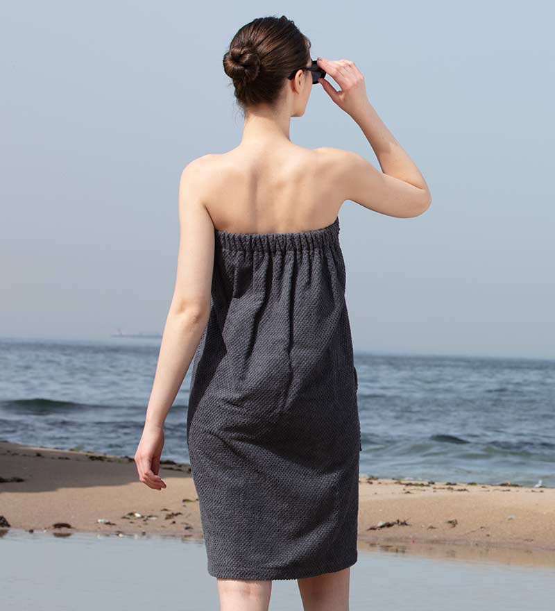 Women's Towel Wrap Charcoal Back