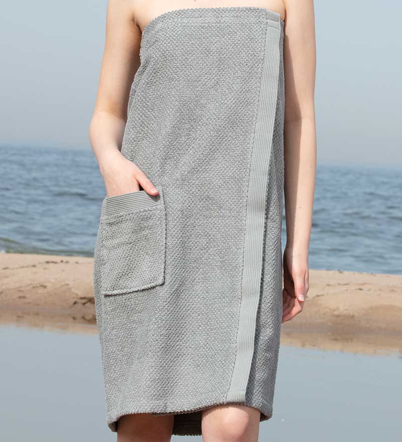 Women's Turkish Cotton Towel Wrap Grey Macro