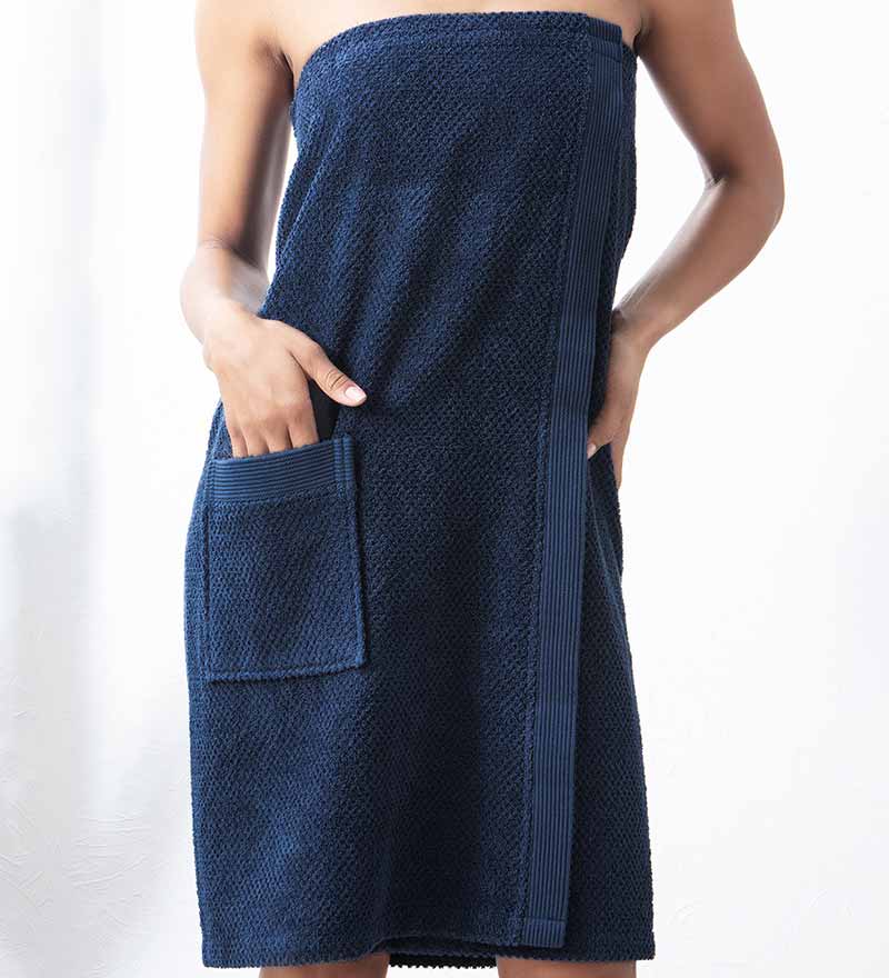 Women's Velcro Towel Wrap Navy Macro