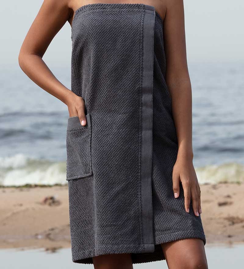 Women's Velcro Towel Wrap Charcoal Macro